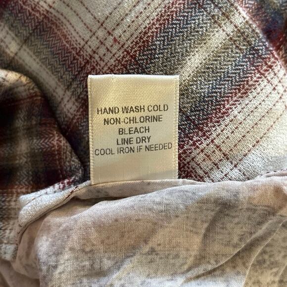 Aratta Silent Journey Size S Plaid Flannel Nature Shirt Button Up Embroidered - Picture 7 of 7